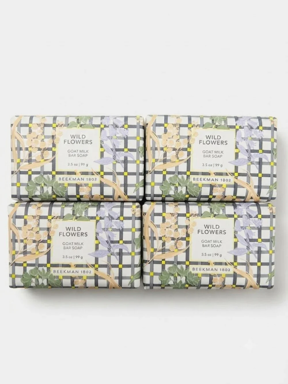 Beekman 1802 Wild Flowers Goat Milk Bar Soap – 4-Pack (3.5 oz each)